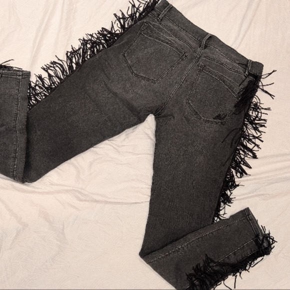 Express Black Fringe Jeans - Picture 3 of 3